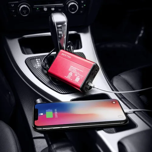 Miniatura 2 de BESTEK Inversor de corriente de 150 W, convertidor de corriente CC de 12 V a 110 V CA, adaptador de coche USB dual de 4.2 A, diseño más delgado