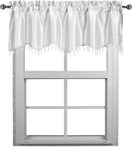 Miniatura 2 de Royal Hotel Bedding Soho cenefa recta blanca, patrón sólido, 70 x 17 pulgadas Blanco