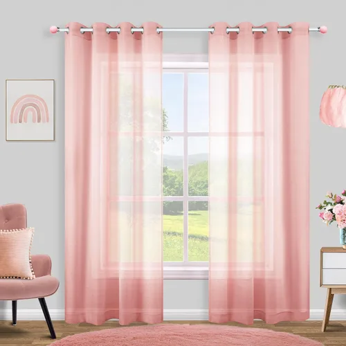 Miniatura 33 de KOUFALL Cortinas traslúcidas de 120 pulgadas de 2 paneles con ojales, juego extra largo de 10 pies de largo, cortinas altas para ventana grande, 52