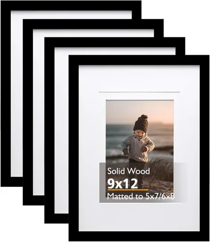 Miniatura 97 de KINLINK Marco de fotos de 3.5 x 5 pulgadas, color negro ceniza, marcos de madera maciza con plexiglás para mesa y montaje en pared, marcos de fotos