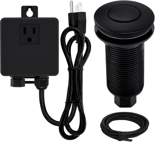 Kit de Interruptor de Aire SinkTop para Triturador de Basura con Botón Largo, Cubierta Hecha de Latón, UL, Negro Mate