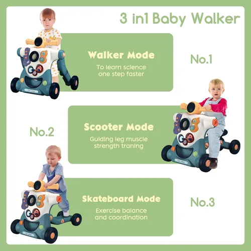 Miniatura 2 de Andador de aprendizaje para bebés sentado a pie, 3 en 1 para niños y niñas, andadores educativos para bebés con centro de actividades
