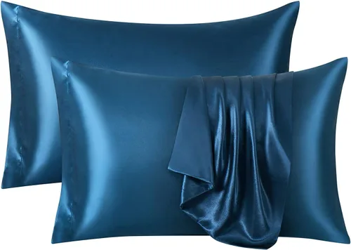 Miniatura 37 de Ersmak Juego de 2 fundas de almohada de satén estándar, ultra suaves y sedosas para cabello y piel, resistentes a las arrugas a la decoloración