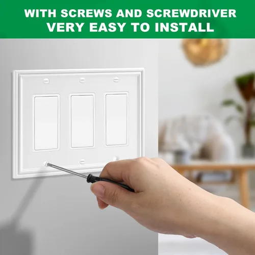 Miniatura 6 de Placa decorativa moderna blanca para interruptor de luz, cubierta de enchufe decorativo, placas de interruptor basculante, placas de pared de fibra