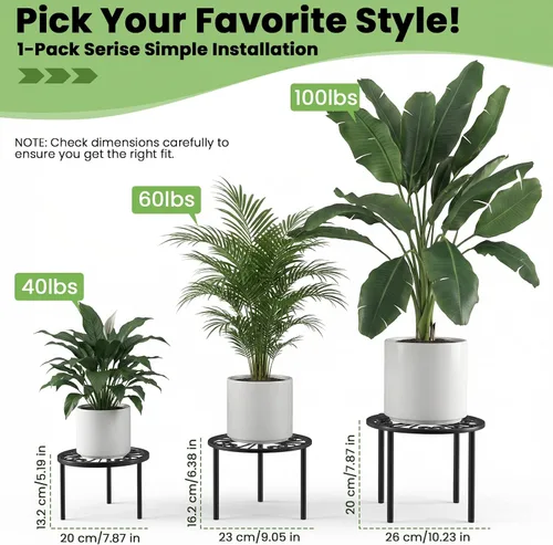 Miniatura 9 de TOSKING Soporte de metal resistente para plantas, patrón redondo de desplazamiento clásico de 9 pulgadas, patas niveladoras antideslizantes