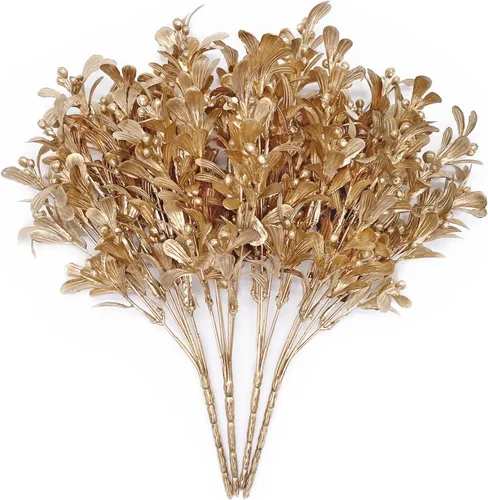 Miniatura 29 de Plantas artificiales Golden Baby Breath Gypsophila, para decoración de Navidad, plantas falsas, arbustos de helecho, arbustos sintéticos, Aliento