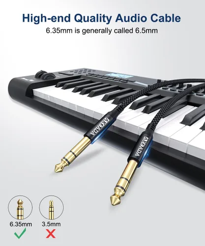 Miniatura 2 de AkoaDa Akoad - Cable de instrumento TRS de 1/4 de pulgada (paquete de 2 unidades, 10 pies, conector macho de 0.250 in), cable de interconexión