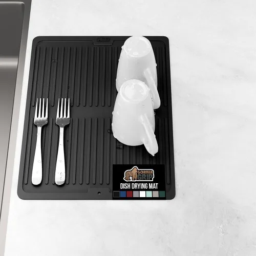 Miniatura 39 de GORILLA GRIP Tapete de microfibra ultra absorbente de agua, malla gruesa de secado rápido, almohadilla antideslizante para platos de fregadero