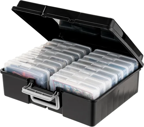 IRIS USA Estuche de almacenamiento de fotos con 16 estuches interiores de 4 x 6 pulgadas, contenedor de fotos opaco con asa para organización de