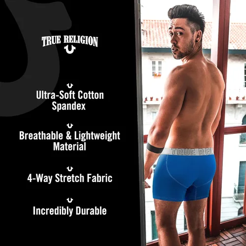 Miniatura 5 de True Religion Calzoncillos tipo bóxer de algodón elástico para hombre, paquete de 4