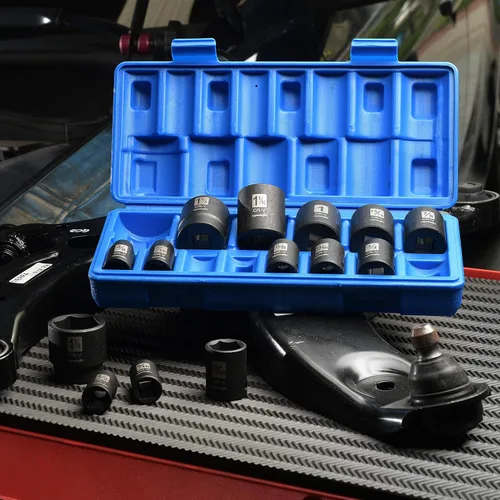 Miniatura 8 de EPAuto Juego de dados de impacto SAE poco profundos de 1/2 pulgada, CRV, 6 puntos, 14 dados