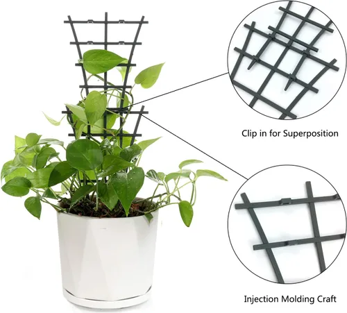 Miniatura 3 de 12 piezas de jardín DIY mini enrejado de escalada de plástico superpuesto para plantas en maceta, enrejados de jardín para plantas trepadoras