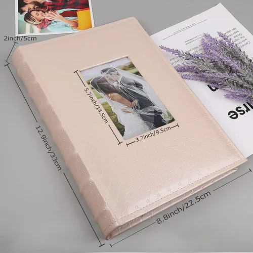 Miniatura 2 de RECUTMS Álbum de fotos de 300 bolsillos, libro de fotos de 4 x 6 pulgadas, núcleo de papel, página de notas, cubierta de piel sintética, álbum