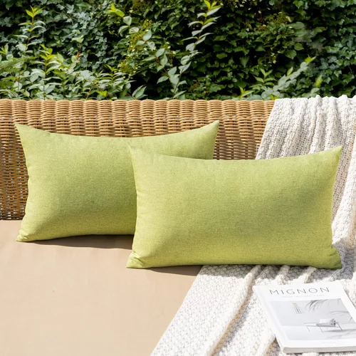 Miniatura 46 de MIULEE Paquete de 2 fundas decorativas para almohadas de exterior, sólidas, impermeables, de lino sintético, estilo granja de jardín, fundas de Óxido