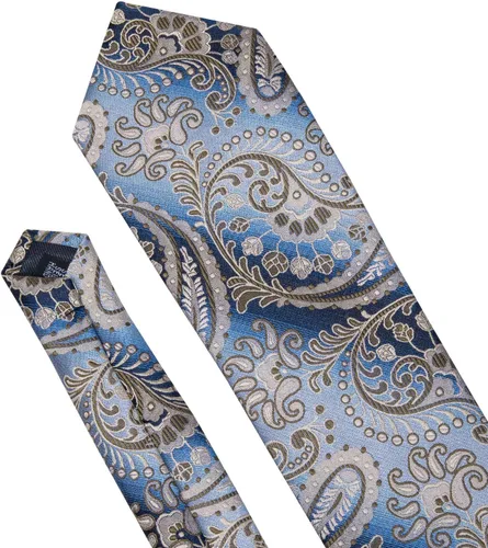 Miniatura 7 de Barry.Wang Conjunto de moda de corbata de cachemira, gemelos y corbatas para hombre, tejido de seda