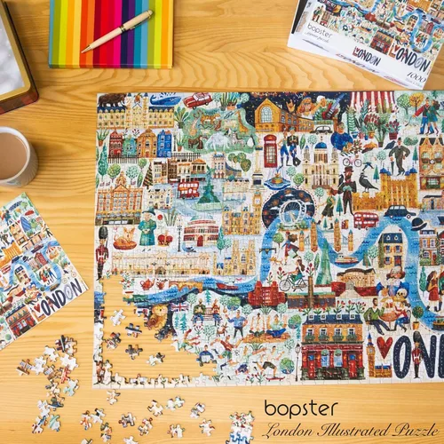 Miniatura 8 de Rompecabezas de 1000 piezas para adultos, tema ilustrado de Londres, rompecabezas de 1000 piezas, para adultos y niños, rompecabezas de Londres
