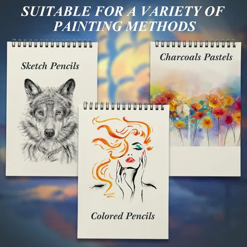 Miniatura 7 de Jexine 20 cuadernos de bocetos encuadernados en espiral superior de 5.5 x 8.5 pulgadas, 30 hojas cada una (68 libras/3.53 oz/m²), bloc de dibujo