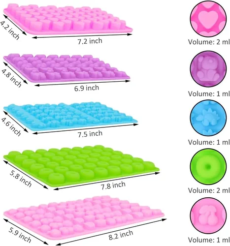 Miniatura 2 de 5 moldes de silicona para gomitas con 2 goteros, moldes de silicona para caramelos, fáciles de limpiar, moldes de goma para comestibles