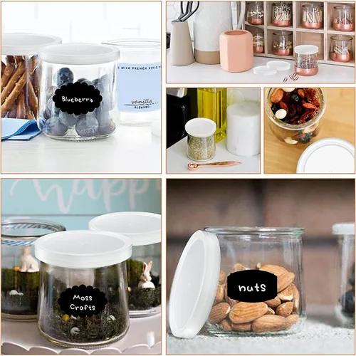 Miniatura 7 de Tapas para tarros de yogur Oui - Paquete de 32 tapas para tarros de yogur sellados contra fugas, tapas de plástico transparente para recipientes