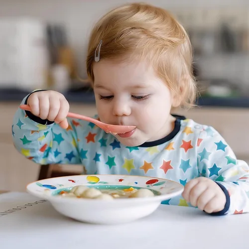 Miniatura 4 de Juego de utensilios de 12 piezas para niños pequeños, cucharas y tenedores de plástico para niños, cubiertos seguros para niños, aptos