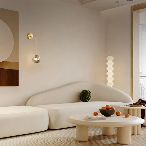 Miniatura 5 de KCO Lighting - Lámpara de pared moderna con globo dorado de mediados de siglo con cable de enchufe, aplique de pared minimalista con bola de vidrio