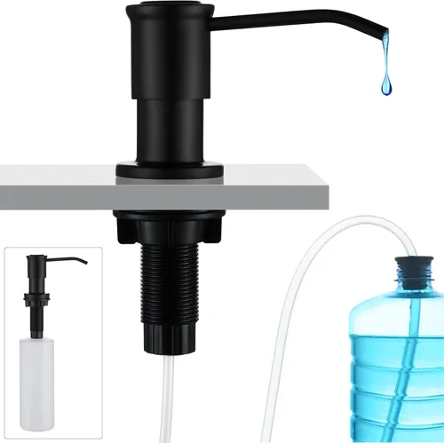 CREA Dispensador de jabón de cocina, dispensador de jabón para encimera para fregadero de cocina, dispensador de jabón integrado negro para