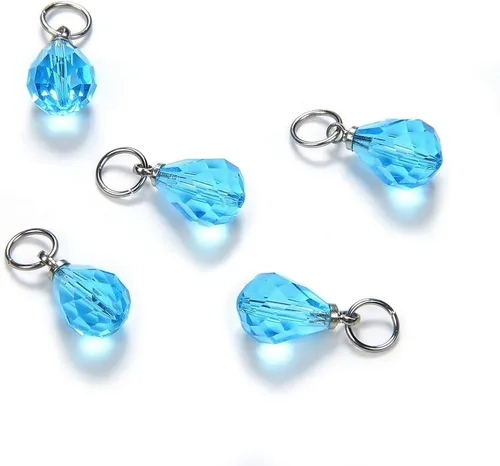 10 cuentas sueltas de piedra natal de marzo de Adabele de 0.394 pulgadas (0.394 in), color azul aguamarina, gota de lágrima austriaca, pera, cuentas
