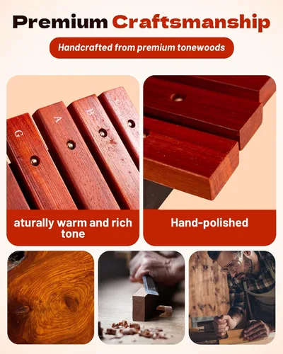 Miniatura 2 de Xilófono de madera profesional de 8 teclas con 2 mazos, instrumento de percusión afinado para conciertos para músicos, estudio y decoración del hogar