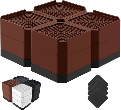 Miniatura 29 de Elevadores de cama resistentes, bloques elevadores de muebles ajustables de 1.5, 3, 4.3 pulgadas para patas de sofá, mesa, escritorio, refrigerador