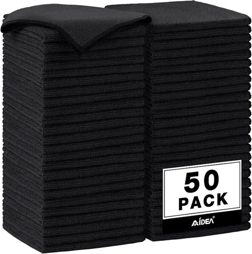 Miniatura 29 de AIDEA Paño de Limpieza de Microfibra Negro 10PK, Toallas de Microfibra para Autos, Paños de Lavado Premium, Paños para Limpiar Polvo Libres