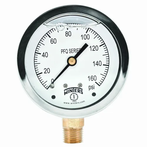 Miniatura 11 de Winters, medidor de presión de acero inoxidable 304 Serie PFQ, con escala única y relleno de líquido, con interior de metal, 0-100 psi, visualizador
