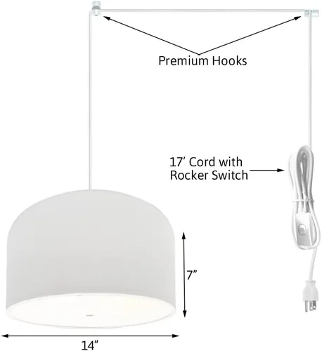 Miniatura 2 de HomeConcept Colgante enchufable de 2 luces de 14 pulgadas con isla azul paridise con difusor, cordón blanco