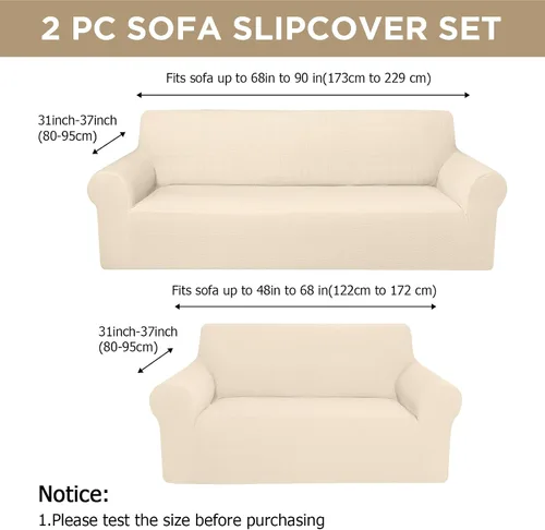 Miniatura 2 de Peryiter Juego de 2 fundas para sofá de dos plazas Fundas para muebles para sala de estar para sofá, sillón, ajuste elástico, a prueba de arrugas