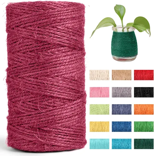 Miniatura 20 de JeogYong Cuerda de yute de 0.079 pulgadas, 328 pies de grosor, cuerda de yute natural de 3 capas para manualidades, envoltura de regalos, embalaje