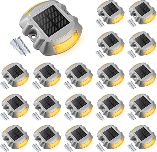 Miniatura 9 de VOLISUN - Luces solares para terraza, paquete de 16 unidades de luces LED IP67 impermeables para exteriores, luces de advertencia para escalones