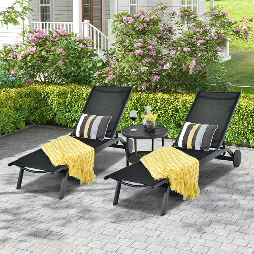 Miniatura 7 de COSTWAY Tumbona para patio al aire libre, sillón reclinable ajustable de 6 posiciones con marco de aluminio estable, silla portátil al aire libre
