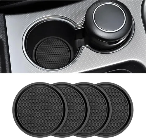 Miniatura 15 de Osilly Posavasos para Portavasos de Automóvil, Paquete de 4 Posavasos Antideslizantes de PVC con Estampado de Huellas de Pata, Tapete Universal