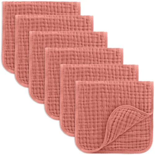 Miniatura 17 de Comfy Cubs - Paquete de 6 paños de muselina para eructos, 20 x 10 pulgadas, grandes, de 6 capas, 100 % algodón ultra absorbente para babeo