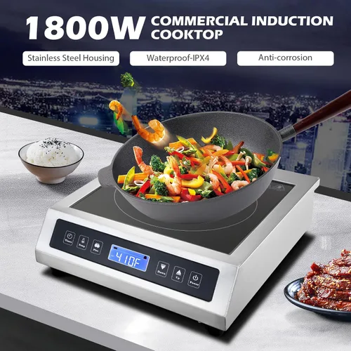 Miniatura 2 de Placa de inducción comercial, quemador eléctrico portátil para encimera con sensor táctil y pantalla LCD (1800 W/120 V), cocina de inducción