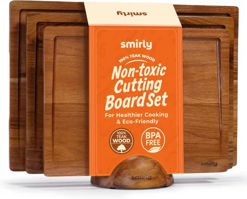 Miniatura 12 de SMIRLY Tabla de cortar de madera para cocina, tablas de cortar de madera de abedul para preparación de comidas, servir, embutidos, utensilios