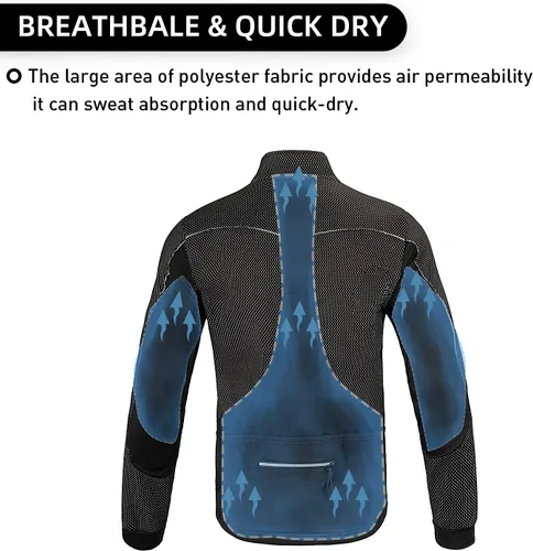 Miniatura 3 de Chaqueta de ciclismo para hombre, forro polar térmico, resistente al viento, transpirable, para ciclismo de montaña, softshell