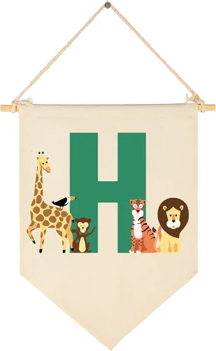 Miniatura 24 de Bandera personalizada de animales del bosque, regalos para bebé, niño, niña, recién nacido, banderín de safari de selva, letrero de pared, regalos