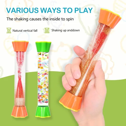 Miniatura 3 de Paquete de 4 tubos sensoriales, juguete de burbujas de movimiento líquido para niños y adultos, coloridos juguetes relajantes para aliviar