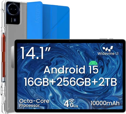 Miniatura 10 de Tablet Android 15 de 14 pulgadas, 16 GB de RAM+256 GB de ROM, pantalla IPS FHD de 1920 x 1200, L1 amplio, batería de 10000 mAh, 4G LTE, Wi-Fi