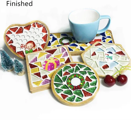 Miniatura 4 de twelves Base de posavasos de bambú para manualidades, suministros de mosaico de bricolaje para adultos, niños, regalo de cumpleaños de inauguración