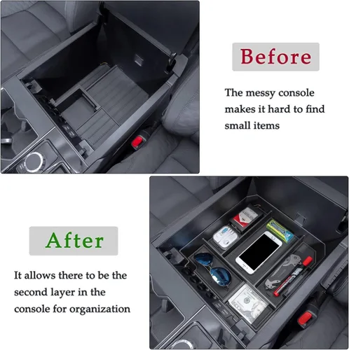 Miniatura 3 de JDMCAR Organizador de consola central compatible con accesorios Toyota Tundra 2022-2025 2026 y reposabrazos Toyota Sequoia 2023-2026, caja de Negro