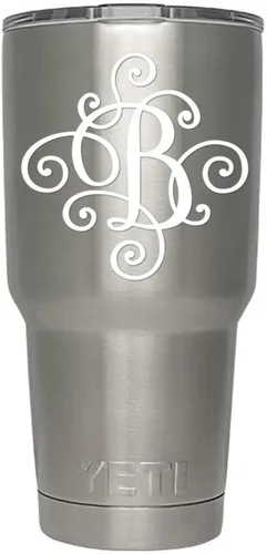 Miniatura 42 de Monogram - Calcomanía troquelada/vinilo adhesivo. Haga clic para opciones de color/letra. Disponible en cuatro colores y todas las letras de la A