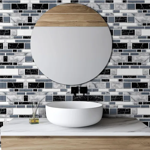 Miniatura 5 de Timgle Papel tapiz de 15.7 pulgadas x 82 pies, papel de contacto de grano de madera, papel de contacto de azulejos sintéticos, película de vinilo
