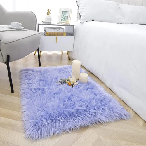 Miniatura 14 de Noahas Alfombra de piel sintética, alfombras esponjosas de lujo para dormitorio, alfombras lavables de 2 x 3 pies, alfombra de piel de oveja