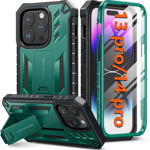 Miniatura 12 de FNTCASE Funda para iPhone 14-Pro: Fundas para iPhone 13 Pro Funda de protección de grado militar a prueba de caídas con soporte TPU resistente